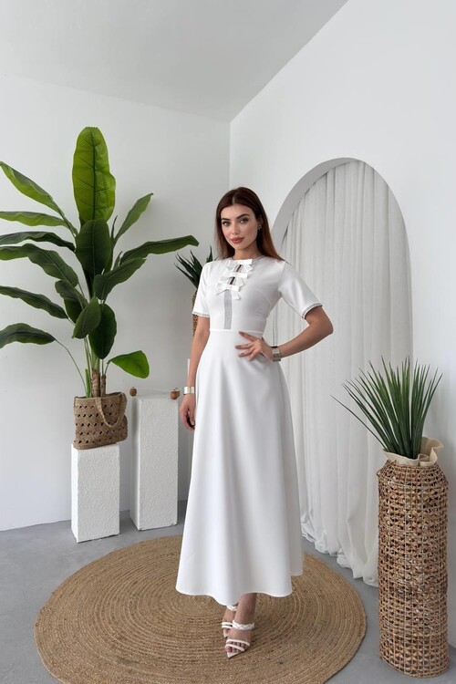 Wera Taşlı Fiyonk Detaylı Elbise