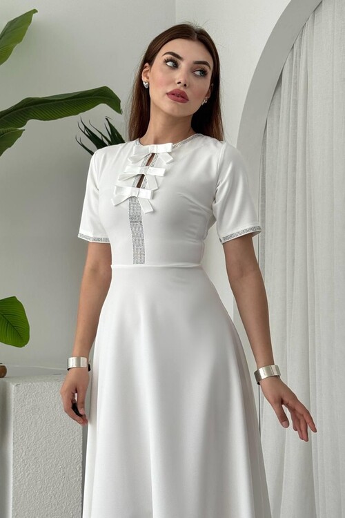 Wera Taşlı Fiyonk Detaylı Elbise