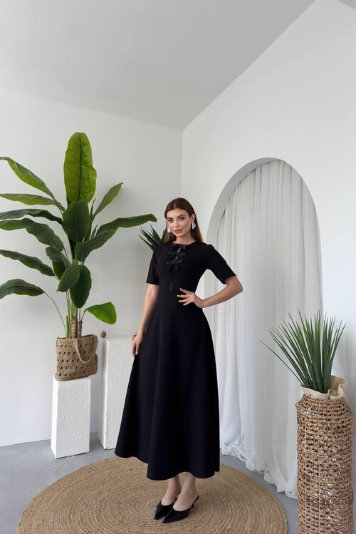 Wera Taşlı Fiyonk Detaylı Elbise