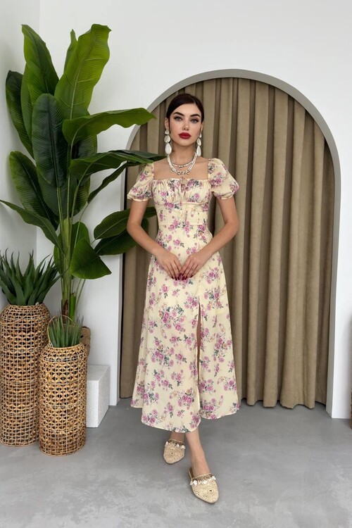 Zeze Balon Kol Elbise