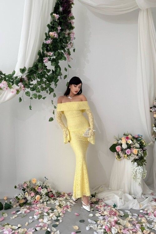 Arya Straplez Dantel Elbise