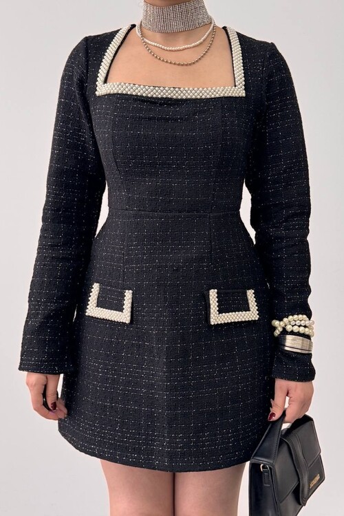 Belor İnci Detaylı Elbise