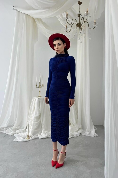 Carlis Gül Yaka Elbise