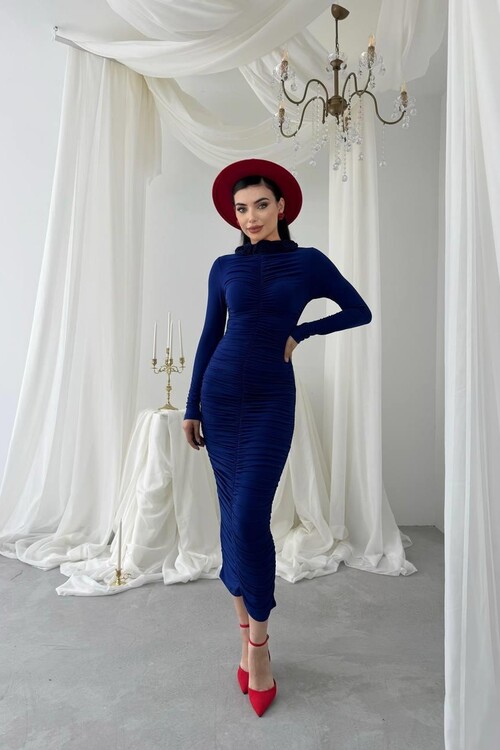 Carlis Gül Yaka Elbise