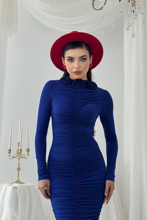 Carlis Gül Yaka Elbise