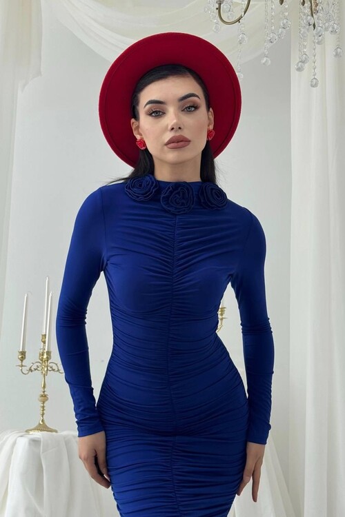 Carlis Gül Yaka Elbise