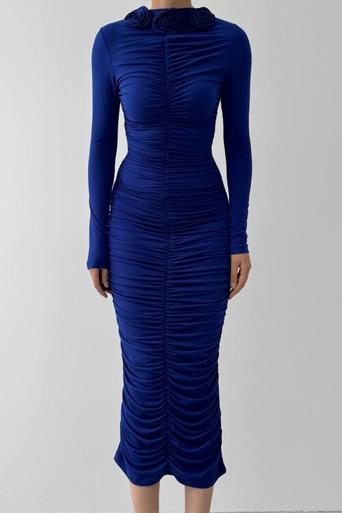 Carlis Gül Yaka Elbise