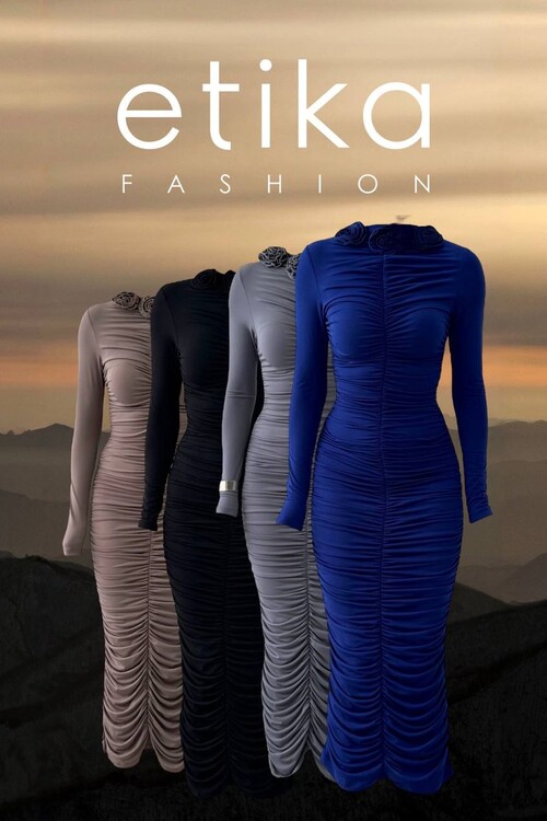 Carlis Gül Yaka Elbise