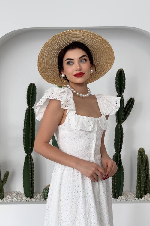 DENEP DÜĞME DETAYLI ELBİSE