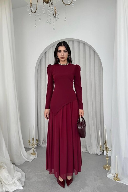 Elor Asimetrik Drapeli Elbise