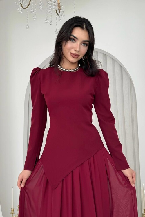 Elor Asimetrik Drapeli Elbise