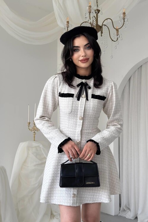 Ersax Broş Detaylı Elbise