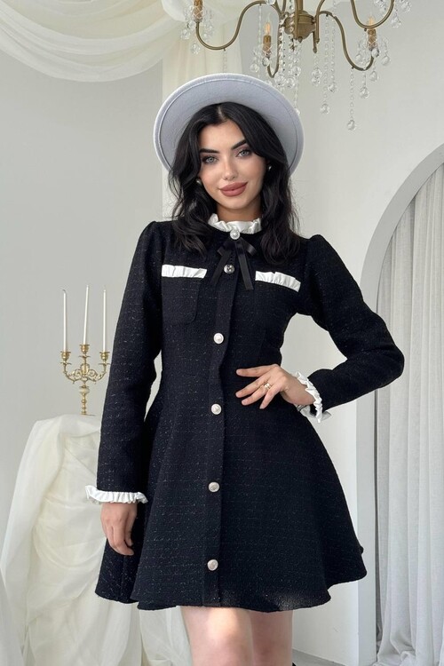 Ersax Broş Detaylı Elbise