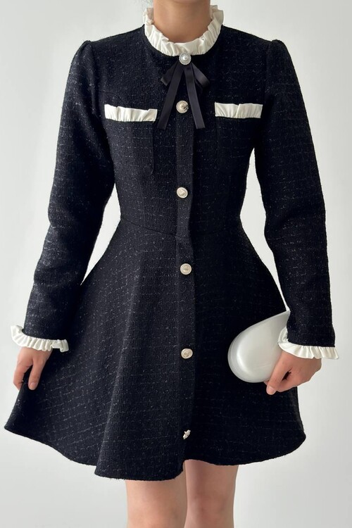 Ersax Broş Detaylı Elbise