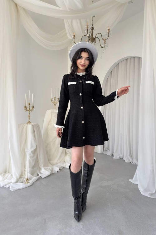 Ersax Broş Detaylı Elbise