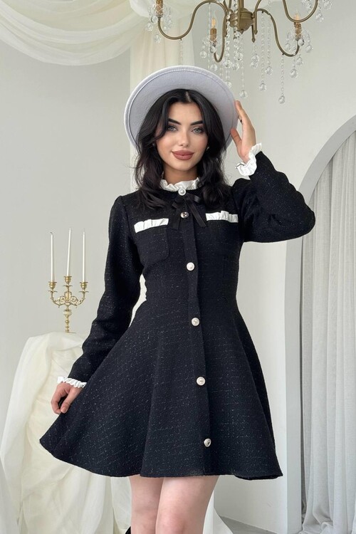 Ersax Broş Detaylı Elbise