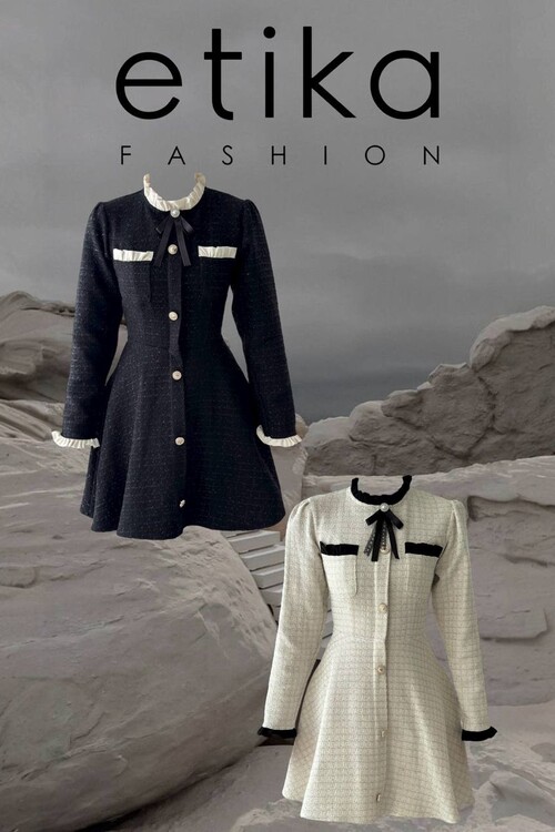 Ersax Broş Detaylı Elbise