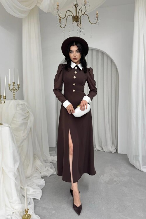 Evona Yırtmaç Detaylı Elbise