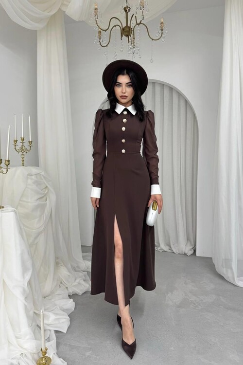 Evona Yırtmaç Detaylı Elbise