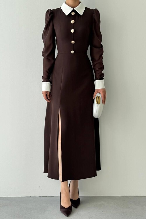 Evona Yırtmaç Detaylı Elbise