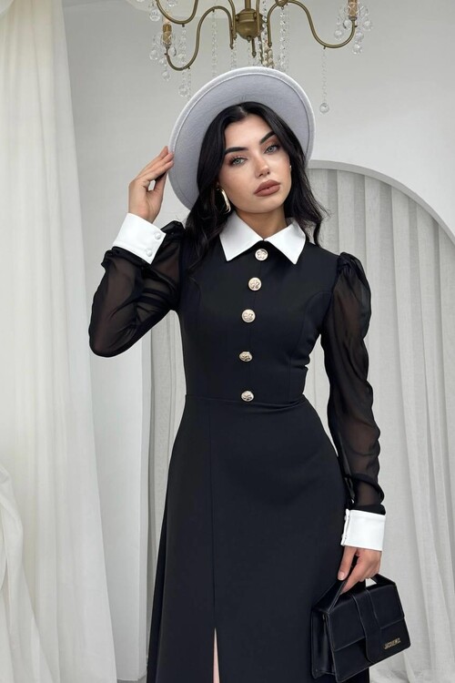 Evona Yırtmaç Detaylı Elbise