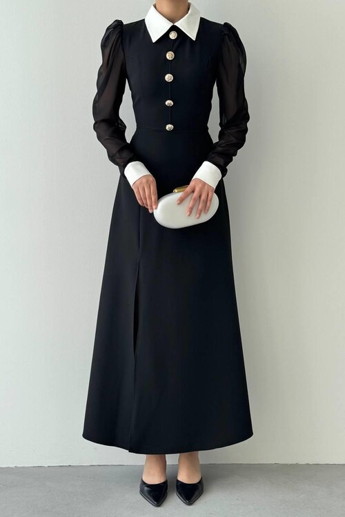 Evona Yırtmaç Detaylı Elbise