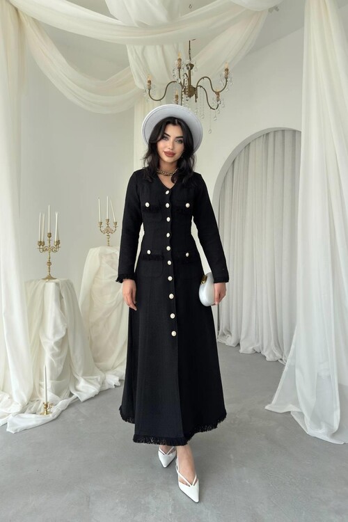 Fari Düğme Detaylı Elbise