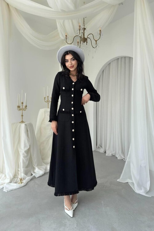 Fari Düğme Detaylı Elbise