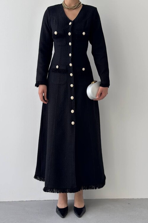 Fari Düğme Detaylı Elbise