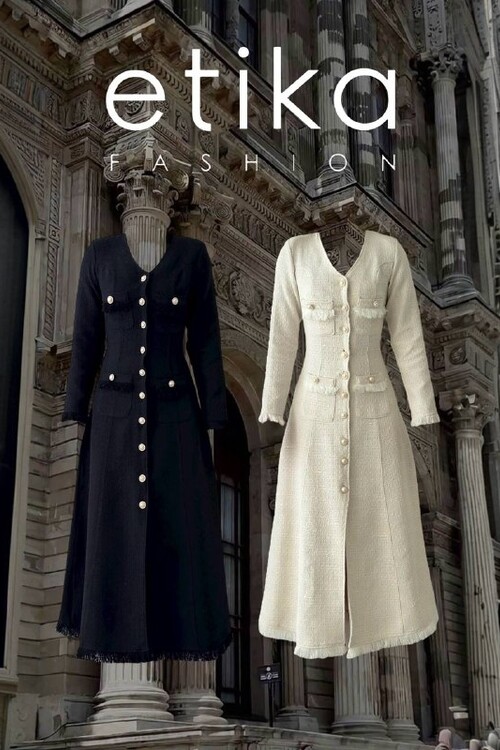 Fari Düğme Detaylı Elbise