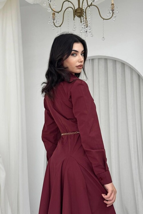 Feris Düğme Detaylı Elbise