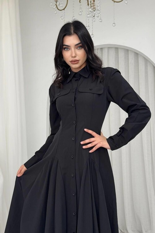 Feris Düğme Detaylı Elbise