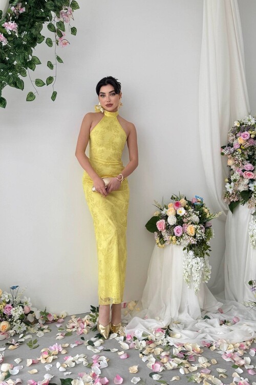 Gerne Boyun Bağlamalı Elbise