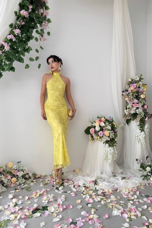 Gerne Boyun Bağlamalı Elbise