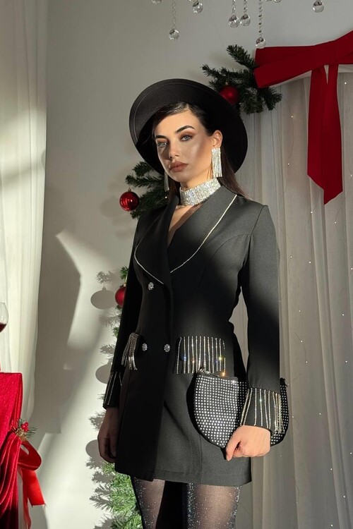 Girona Taşlı Ceket Elbise