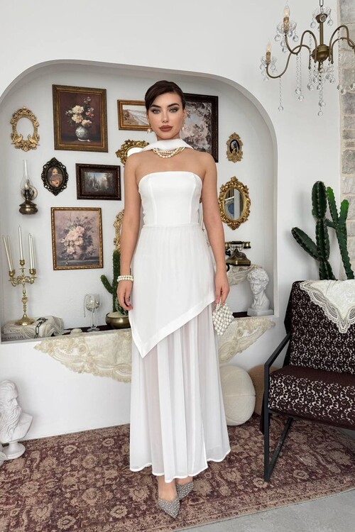 Hulos Dress with Shawl Detail