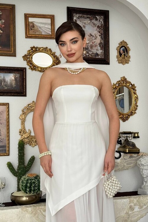 Hulos Dress with Shawl Detail