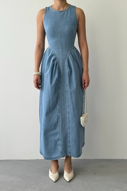 Jere Denim Dress with Backless Detail