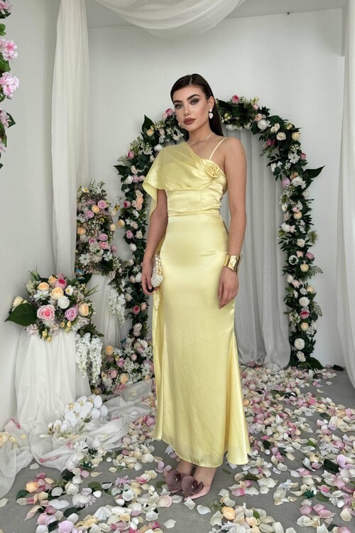 Junas Yaka Kuşağı Detaylıı Elbise