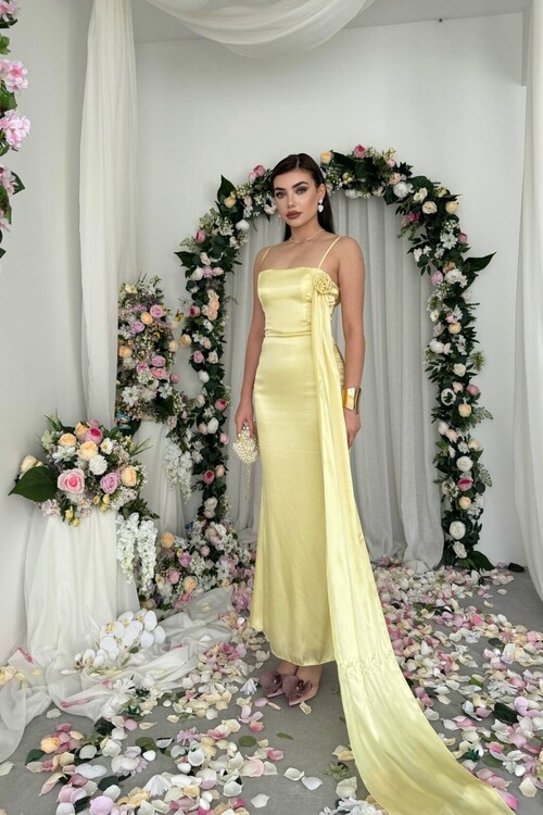 Junas Yaka Kuşağı Detaylıı Elbise