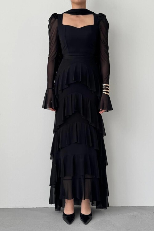 Juvy Şal Detaylı Elbise