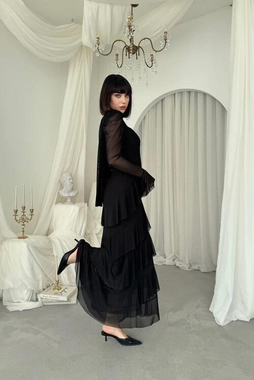 Juvy Şal Detaylı Elbise