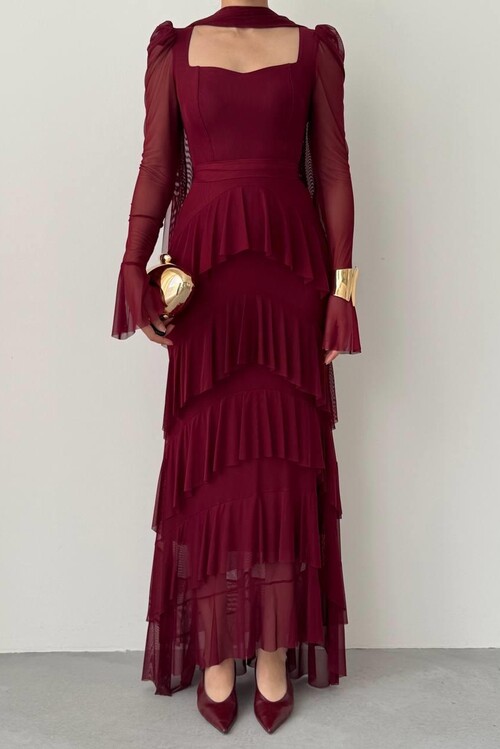 Juvy Şal Detaylı Elbise