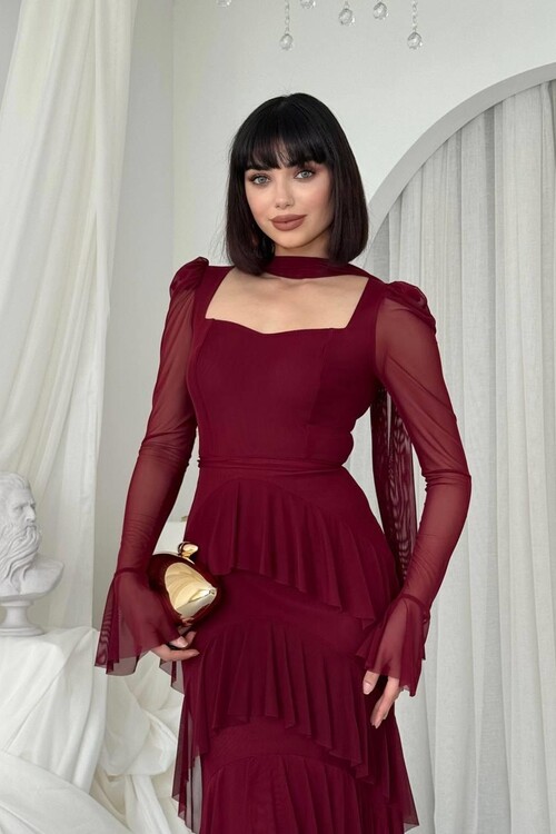 Juvy Şal Detaylı Elbise