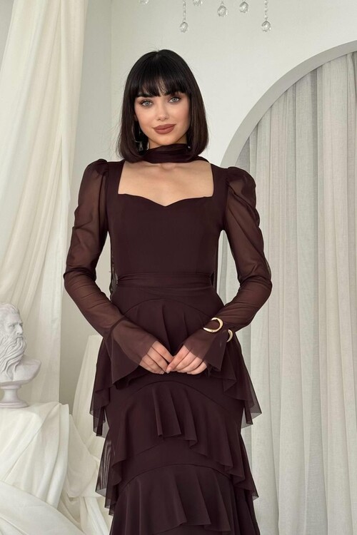 Juvy Şal Detaylı Elbise