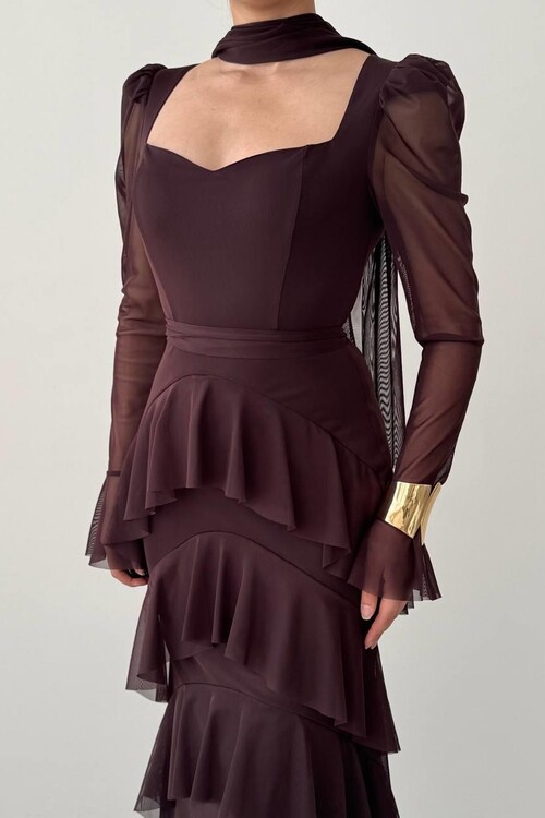 Juvy Şal Detaylı Elbise