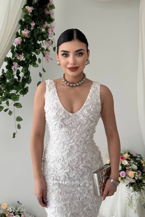 Kren Gül Detaylı Elbise