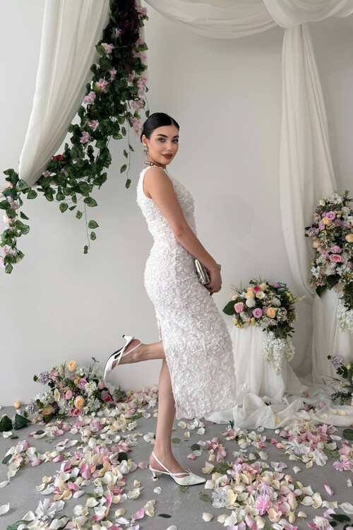 Kren Gül Detaylı Elbise