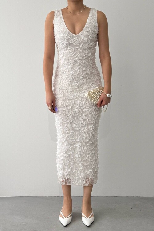 Kren Gül Detaylı Elbise