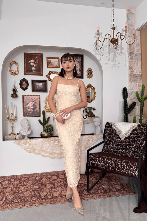 Lande İp Askılı Elbise